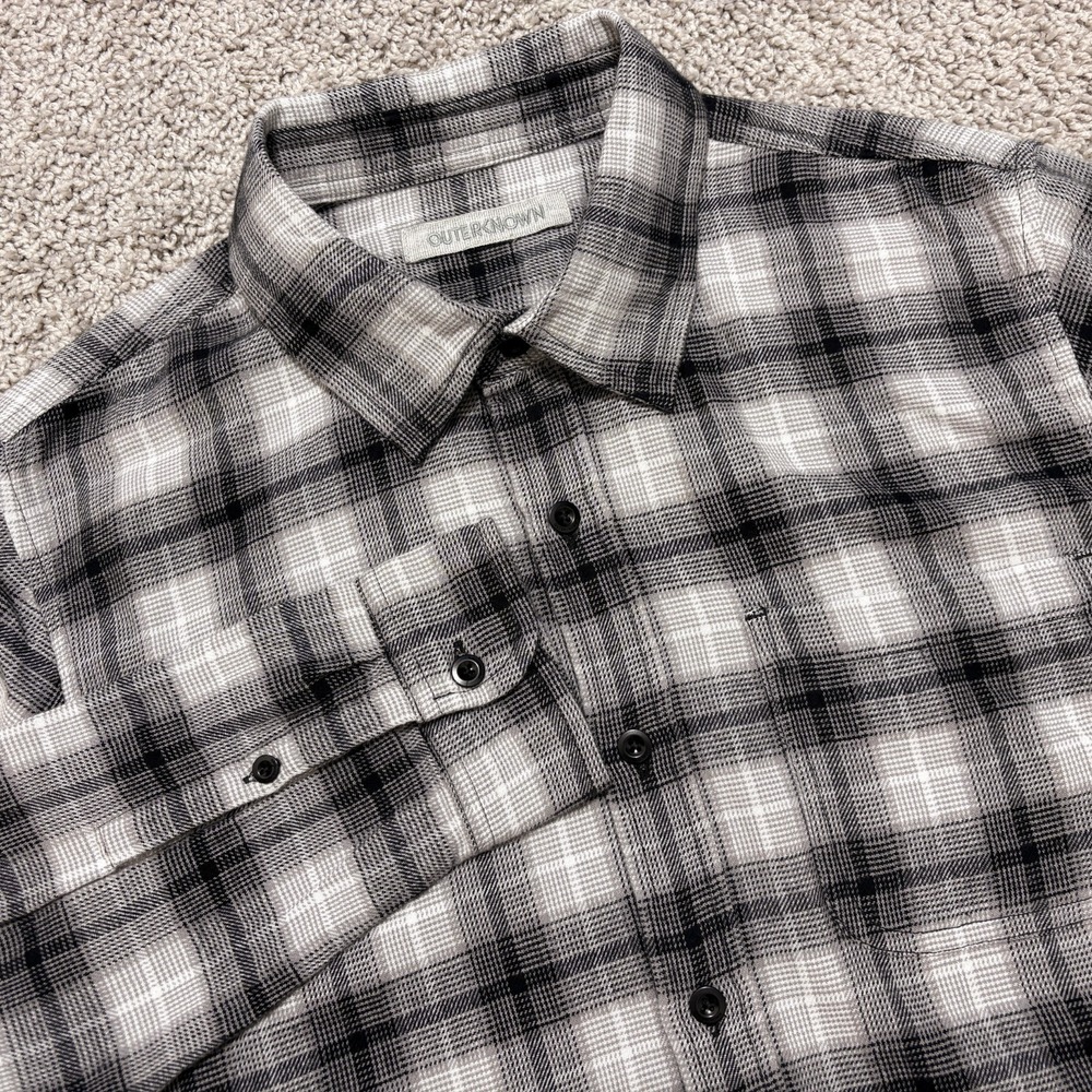 Outerknown Flannel Shirt Mens Small Plaid Organic Cotton Lightweight Pocket